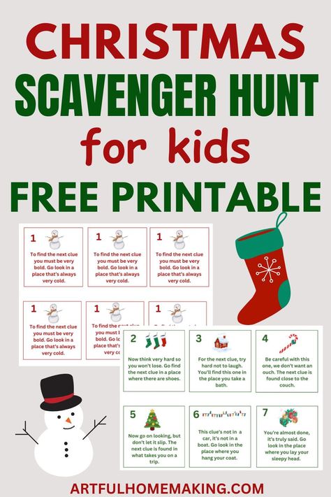 This Christmas scavenger hunt printable is a fun holiday activity for the whole family! Advent Scavenger Hunt, Advent Scavenger Hunt For Kids, Christmas Eve Scavenger Hunt For Kids, November Scavenger Hunt For Kids, Fun Christmas Games For Family Scavenger Hunts, Holiday Scavenger Hunt Ideas For Kids, Christmas Scavenger Hunt Clues Free, Kids Christmas Scavenger Hunt Clues, Xmas Scavenger Hunt For Kids