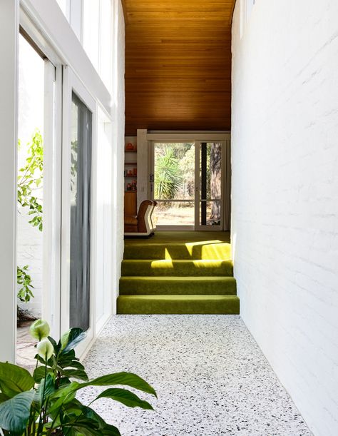 Mount Martha, Mid Century Modern Interiors, Green Carpet, Australian Homes, Boho Interior, Mid Century Modern House, The Design Files, Mid Century House, Mid Century Modern Design