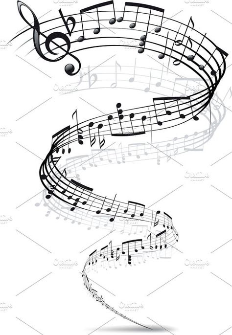 music notes twisted into a spiral by Sharpner on @creativemarket Tattoo Nota Musical, Music Notes Drawing, Music Notes Tattoo, Music Notes Art, Soul Tattoo, Music Tattoo Designs, Note Tattoo, Music Drawings, Music Symbols