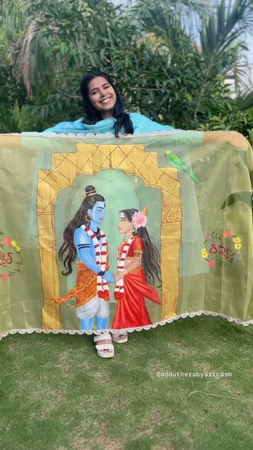 Addutera Designs, Antarpat Design, Wedding Bows Diy, Fabric Paint Shirt, Painting Flowers Tutorial, Saree Painting, Fabric Paint Designs, Wedding Painting, Paint Shirts