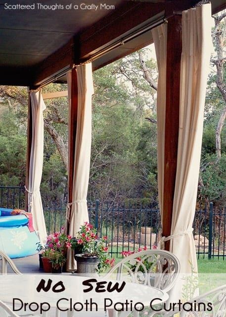 Pergola Diy, Patio Curtains, Patio Diy, Indoor Patio, Outside Living, Outdoor Curtains, Drop Cloth, Patio Spaces, No Sew