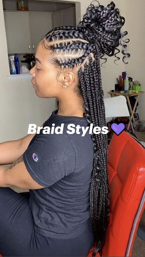 Cute Hair Looks For Long Hair, African American Braids Hairstyles, Braided Hairstyles For Black Women Ponytail, Braids To The Side For Black Women, Feed In Braids Hairstyles Black Women, Quick Braiding Styles For Black Women, Braided Hairstyles For Black Women Updo, Baird Hair Hairstyles, Updo Braided Hairstyles For Black Women