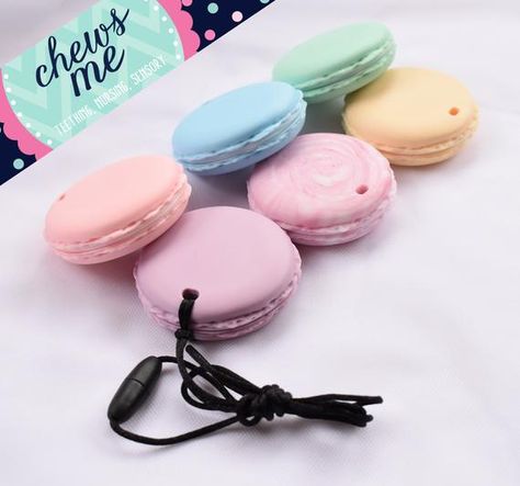 Macaroon Cookie, Chewable Jewelry, Fidget Jewelry, Sensory Necklace, Chew Necklace, Fidget Necklace, Macaroon Cookies, Sensory Therapy, Silicone Necklace