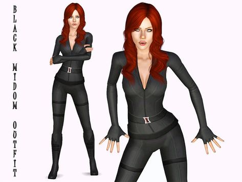 Ms Blue's Avengers Black Widow Outfit Widow Outfit, Black Widow Outfit, Avengers Black Widow, Black Widow Costume, Spy Outfit, Spy Girl, 5sos Imagines, Avengers Outfits, Cc Sims4