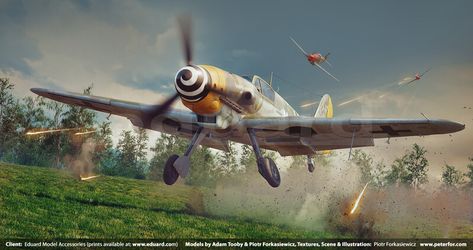 ArtStation - BF109 G - Scramble attack, Piotr Forkasiewicz Spitfire Model, Warbirds Pinups, Heavy Cruiser, Messerschmitt Bf 109, Wwii Plane, Airplane Art, Battle Of Britain, Aircraft Art, Vintage Airplanes