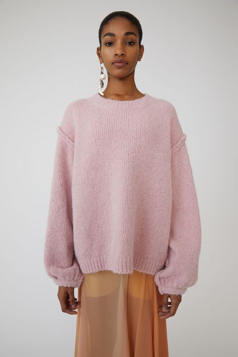 Acne Studios Knitwear, Oversized Pink Sweater, Oversized Knitwear, Acne Studios Sweater, Spring Knitwear, Pink Oversized Sweater, Fuzzy Texture, Winter Wardrobe Essentials, Oversize Sweater