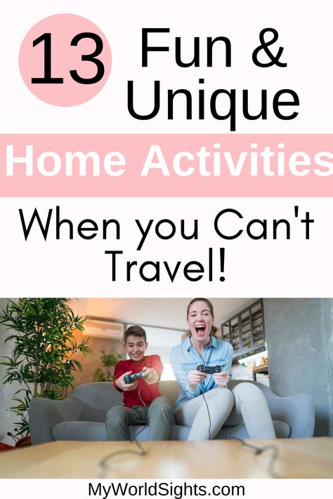 A list of the best things to do at home when you can't wait to travel again. If your vacation is canceled, try these staycation ideas for couples or families! These things to do when bored at home will help when you want to go on vacation! Staycation Ideas For Couples, Activity List, Staycation Ideas, Bored At Home, Things To Do At Home, List Of Activities, Things To Do When Bored, Fun Activities To Do, Home Activities