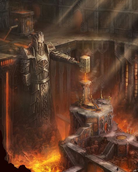 D&d City Art, Abandoned Underground City Fantasy Art, Fantasy Forge Art, Dnd Dwarven City, Dungeon Fantasy Art, Fantasy Cities Art, Fantasy Forge Concept Art, Building Fantasy Art, Underground Dwarven City