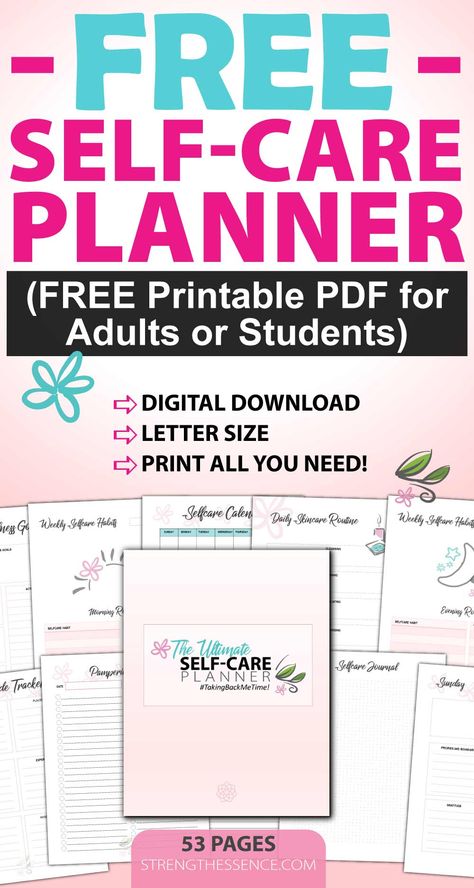 gradient background with cute free printable self care checklist for women layout and free self-care planner (free printable pdf for adults or students) text overlay Free Self Care Journal Template, Self Care Template Aesthetic, Self Care Binder Ideas, Selfcare Planner Ideas, Recovery Planner Free Printable, Printable Self Care Checklist, Self Care Tracker Free Printable, Self Improvement Planner, Printable Self Care Journal