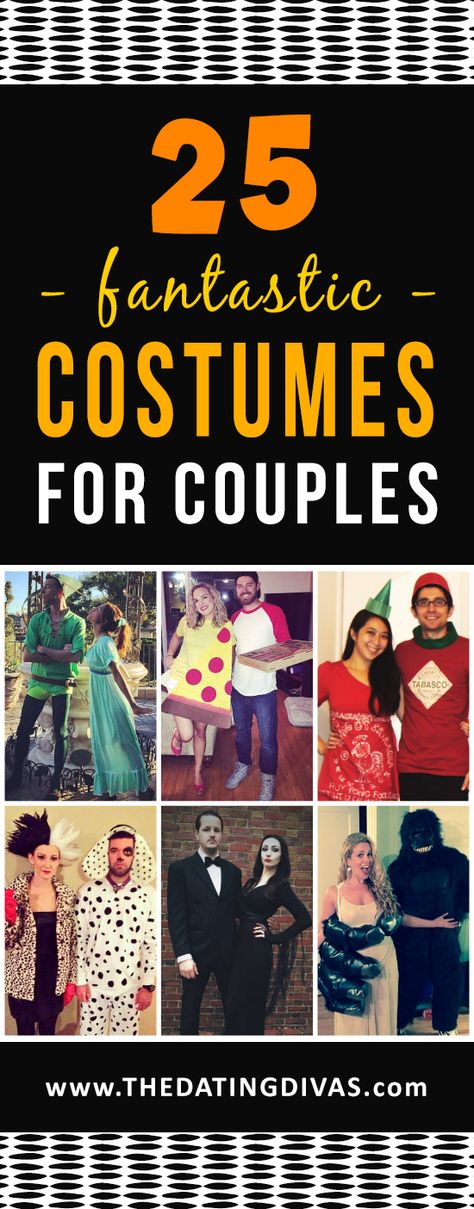 Love these Halloween couples costume ideas! Lots of DIY too! www.TheDatingDivas.com Cheap Couples Halloween Costumes, Clever Couples Halloween Costumes, Easy Couple Halloween Costumes, Couples Costumes Creative, Cute Couples Costumes, Funny Couple Costumes, Unique Couple Halloween Costumes, Funny Couple Halloween Costumes, Couples Halloween Costumes