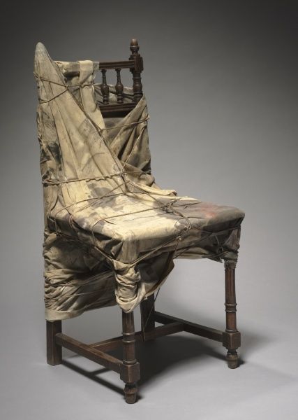 Wrapped Chair, 1961. Christo. Collection CMA Chair Installation, Chair Sculpture, The Paris Apartment, Christo And Jeanne Claude, Jeanne Claude, Wood And Fabric, Abstract Fabric, Lacquer Paint, Cleveland Museum Of Art