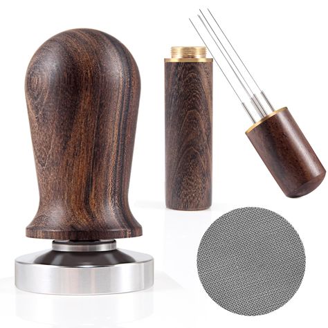 PRICES MAY VARY. 51mm Espresso Tamper & Stirrer & 51mm puck screen Set: The ultimate espresso tool kit includes three crucial components: the 51mm Espresso Coffee Tamper, the espresso wdt tool and 51mm espresso puck screen. It's designed to make your espresso-making process cleaner, more precise, and hassle-free, resulting in a delicious cup of coffee. 51mm Coffee Tamper：This coffee tamper is fit for 51mm or larger portafilter. The Spring-loaded calibrated Tamper can deliver an optimal 30 pounds Espresso Making, Wdt Tool, Espresso Tamper, Coffee Stirrers, Coffee Tamper, Small Appliance, Coffee Powder, Coffee Tasting, Frothing Pitcher