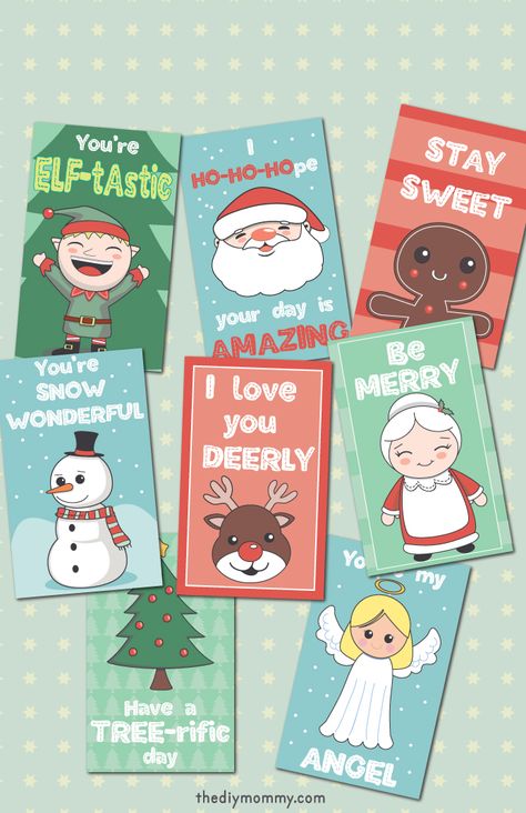 These Christmas lunch box printables are so cute and a free download! Christmas Lunch Box Notes, Kids Lunch Box Notes, Lunchbox Notes For Kids, Last Week Of School, Diy Mommy, Lunchbox Jokes, Lunch Notes, Christmas Note, Christmas Lunch