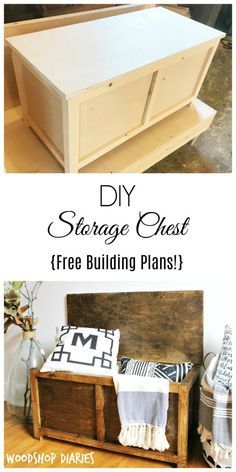 Diy Storage Chest, Diy Storage Trunk, Chests Diy, Free Building Plans, Diy Storage Bench, Diy Toy Storage, Table Entryway, Entryway Bench Storage, Storage Trunk