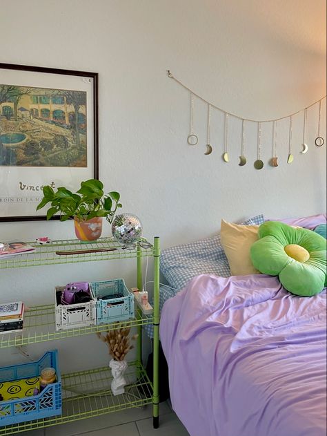 colorful room, pastel room, pastel danish, shelf, bedding Aesthetic Room Colorful, Danish Room Ideas, Room Colorful Aesthetic, Colorful Room Ideas Aesthetic, Danish Pastel Bed, Bedroom Aesthetic Colorful, Colorful Aesthetic Room, Colorful Bedroom Aesthetic, Colorful Room Aesthetic