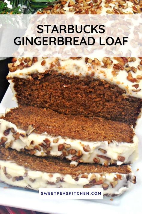 Copycat Starbucks Gingerbread Loaf, Gingerbread Loaf Starbucks, Loaf Cake Recipes Christmas, Moist Gingerbread Loaf, Ginger Bread Loaf Recipes, Starbucks Gingerbread Loaf Recipe, Starbucks Gingerbread Loaf, Ginger Bread Loaf, Holiday Loaf