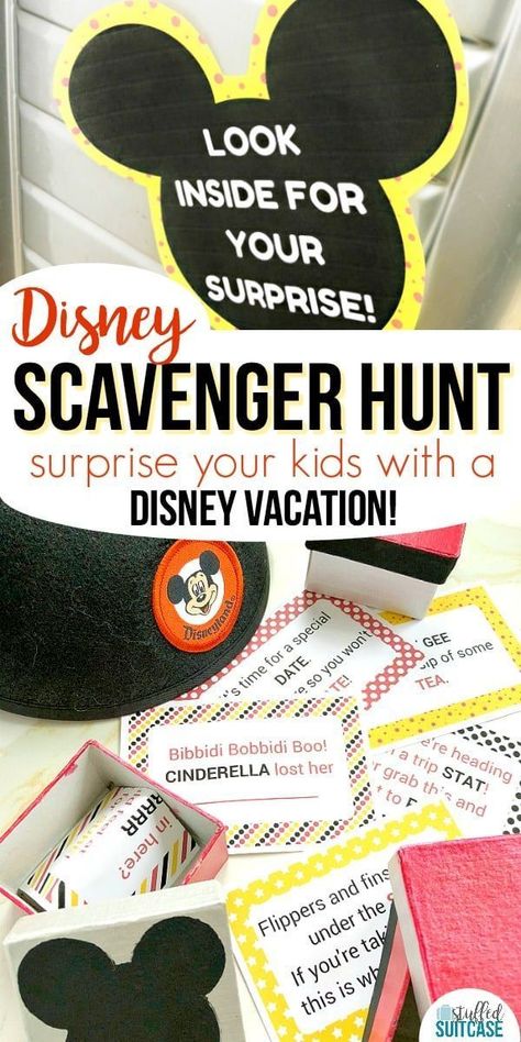 Disney Scavenger Hunt, Disney Vacation Surprise, Disney Trip Reveal, Disney Trip Surprise, Disney Reveal, Disney Surprise, Scavenger Hunt Clues, Disney World Vacation Planning, Disneyland Vacation