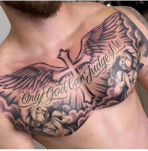 Biblical Chest Tattoos For Men, Tattoo Ideas Chest Mens, Chest Cross Tattoo For Men, Cross Chest Tattoo Men, Chest Piece Tattoo Men Design, Chest Tattoo Stencil Men, Men Chest Tattoo Ideas, Mens Chest Tattoos Ideas, Mens Chest Tattoo