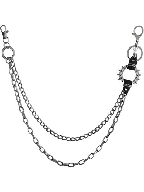 PRICES MAY VARY. DURABLE GRUNGE GOTH PUNK ACCESSORIES: Constructed from high-quality alloy material, this jeans chain boasts exceptional toughness and durability, resisting fading, rust, and breakage for long-lasting wear. EASY TO WEAR AND TAKE OFF: Featuring lobster clasps at both ends, attaching this pants chain to your trousers is a breeze. The smooth-opening clasps ensure convenient wear and removal, making it a practical accessory for everyday use. STYLIST & UNISEX: Ideal for dancers, skate Alternative Fashion Accessories, Punk Rock Accessories, Pink And Black Accessories, Diy Goth Accessories, Chunky Pants, Sheet Metal Jewelry, Jeans Chains, Skeleton Accessories, Punk Tie