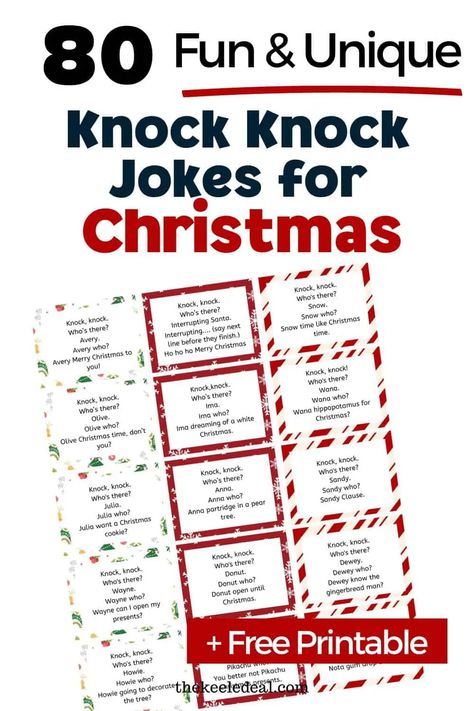 Christmas Knock Knock Jokes, Christmas Printables Free, Knock Knock Jokes For Kids, Xmas Activities, Christmas Jokes For Kids, Fun Holiday Games, Party Jokes, Holiday Jokes, Lunchbox Jokes