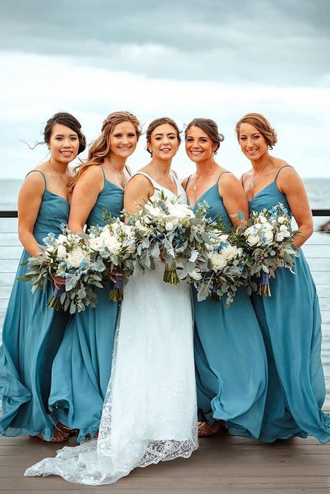 Most Incredible Teal Bridesmaid Dresses You Must See ★ #bridalgown #weddingdress Teal Dress Bridesmaid, Teal Bridesmaid Dresses Beach, Bridesmaids Dresses Turquoise, Teal Blue Bridesmaid Dresses Turquoise, Bridesmaid Dresses Dark Teal, Bridesmaid Dresses Color Ideas, Shades Of Teal Bridesmaid Dresses, Blue Fall Bridesmaid Dresses, Teal Bridesmaids Dresses