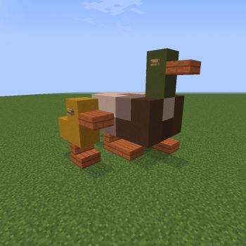 Statue Minecraft, Duck Statue, Wood Statues, Minecraft Blueprints, Wood Stairs, Bird Statues, Minecraft Architecture, Grey Stain, Animal Statues