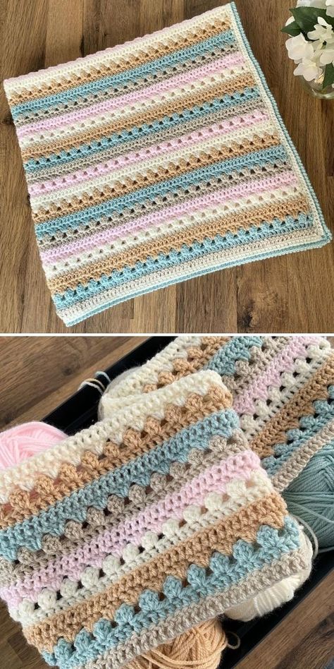 Beginner Haken, Crochet Blanket Colors, Striped Crochet Blanket, Scrap Yarn Crochet, Crochet Baby Blanket Free Pattern, Crochet Afghan Patterns Free, Easy Crochet Blanket, Striped Blankets, Crochet Blanket Designs