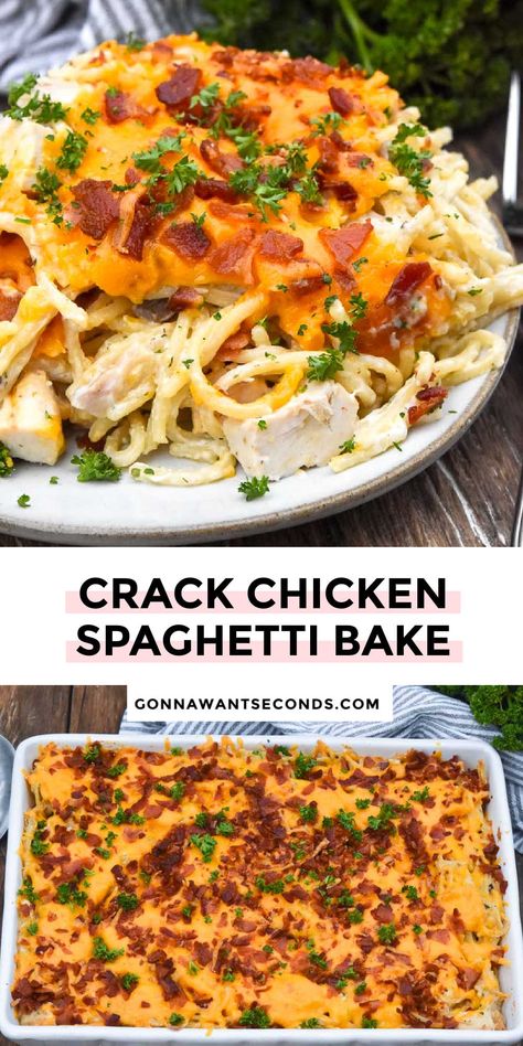 Chicken Spaghetti Bake, Easy Chicken Spaghetti, Baked Chicken Spaghetti, Spaghetti Bake, Cheesy Chicken Pasta, Delicious Spaghetti, Baked Spaghetti, Yummy Pasta Recipes, Chicken Spaghetti