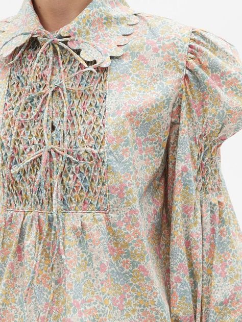 Liberty Fabric Dress, Elegant Silk Dresses, Horror Vacui, Cute Pajama Sets, Smock Blouse, Balloon Sleeve Dress, Embroidery Designs Fashion, Dress Indian Style, Tweed Dress