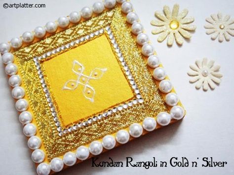 Rangoli Making, Diwali Candle Holders, Arti Thali Decoration, Kundan Rangoli, Thali Decoration, Thali Decoration Ideas, Name Plate Design, Diwali Decoration Items, Indian Arts And Crafts