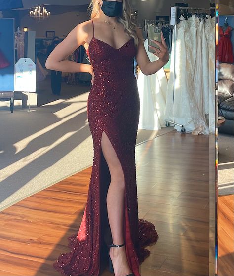 Grad Dress Burgundy Sparkly Prom Dress, Long Red Sparkly Dress, Red Sparkly Prom Dresses Glitter, Dark Maroon Prom Dress, Dark Red Sparkly Prom Dress, Maroon Grad Dress, Marron Prom Dress, Burgundy Grad Dress, Dark Red Dress Prom