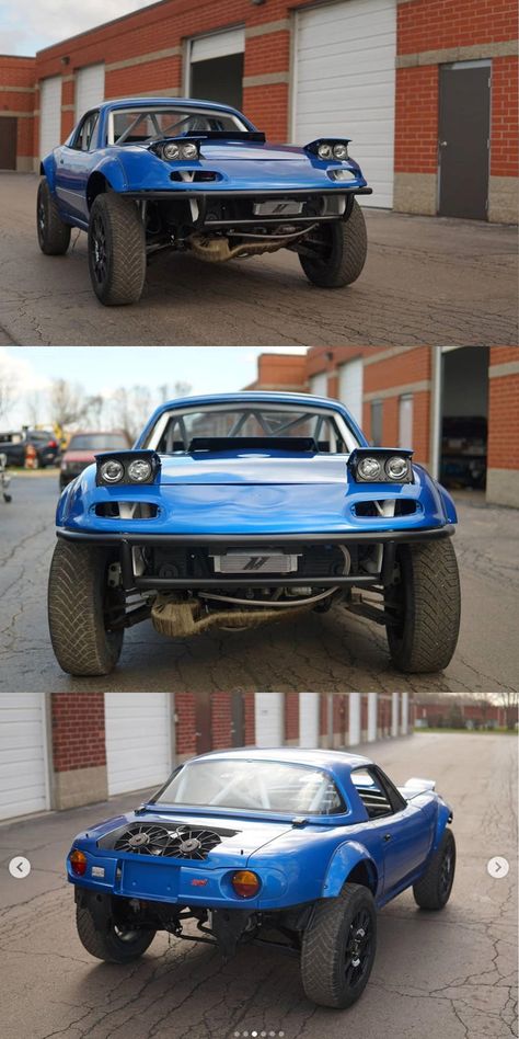 Subaru-Powered Rally Miata Off-Roader Is A Rally Superstar. What do you get when you cross a lifted MX-5 with a Subaru WRX? We'll get back to you on that. Off Road Miata, Lifted Miata, Rally Wheels, Offroad Cars, Beetle Car, Overland Vehicles, Lifted Cars, Street Racing Cars, Car Mods