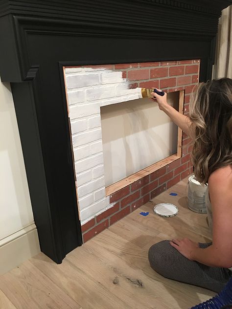 Diy Fireplaces, Diy Electric Fireplace, Diy Shiplap Fireplace, Diy Fireplace Mantle, Painted Fireplace, Electric Fireplace Mantle, Faux Fireplace Mantels, Fireplace Diy, Yard Makeover