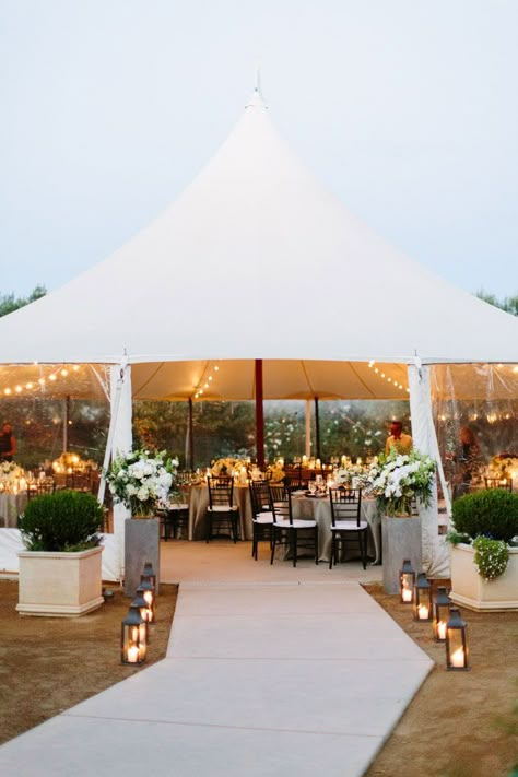 minimalist tent wedding with wooden accents and floral Wedding Tent Decorations, Wedding Reception Entrance, Reception Tent, Reception Entrance, Rustic Wedding Decorations, Simple Wedding Decorations, Wedding Reception Ideas, Tent Decorations, Tent Lighting