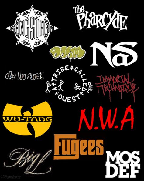 Hip Hop 90, 90's Hiphop, Nas Hip Hop, Symbols Tattoos, Hip Hop Logo, The Pharcyde, Hiphop Style, Gang Starr, Hip Hop Artwork