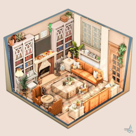 Sims 4 Cottage Living No Cc, Sims 4 Houses Autumn, Sims 4 Cozy Living Room No Cc, Sims 4 Colorful Living Room, Sims 4 Cottage Living Room, Cozy House Sims 4, Sims 4 Cozy Living Room, The Sims 4 Living Room Ideas, Sims 4 Interior Design Ideas No Cc