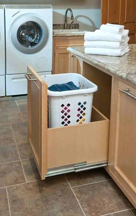 Crown Point Cabinetry, Traditional Laundry Room, Laundry Room Organization Storage, Laundry Room Storage Shelves, Hidden Laundry, Laundry Room/mud Room, Desain Pantry, Mudroom Laundry Room, Laundry Design