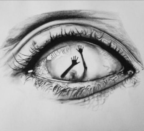 "Trapped" - Imgur Scary Drawings, Realistic Eye Drawing, Desen Realist, Creepy Drawings, Meaningful Drawings, Dark Art Drawings, Desenho Tattoo, 문신 디자인, Pencil Art Drawings