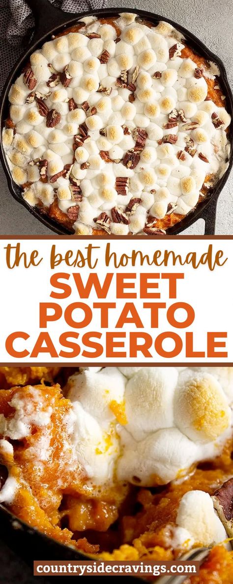 We're sharing the The Best Homemade Sweet Potato Casserole that we know you're going to love! This recipe is made with roasted sweet potatoes, butter, brown sugar, marshmallows and pecans. The only Sweet Potato Casserole you need. Sweet Potato Casserole Homemade, Betty Crocker Sweet Potato Casserole, 8x8 Sweet Potato Casserole, Sweet Potato Casserole Recipes Baked, How To Bake Sweet Potatoes In The Oven For Casserole, Sweet Potato Casserole With Real Sweet Potatoes, Real Sweet Potato Casserole, Easy Sweet Potato Casserole Simple, Old Fashion Sweet Potato Casserole