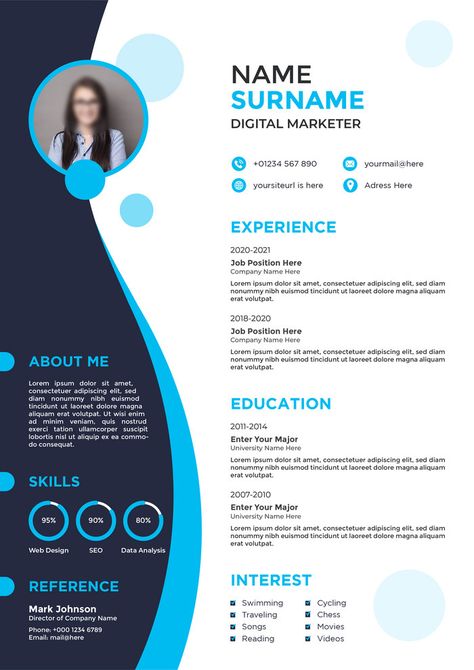 Professional Digital Marketer Cv Or Resume Template#pikbest#Templates#Others Cv Design Template, Marketing Icon, Cv Template Professional, Cv Resume Template, Digital Literacy, Marketing Concept, Thumbnail Design, Business Banner, Resume Design Template