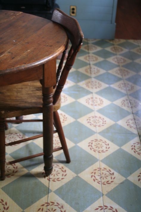 More favorite painted floors! Painted Wood Laminate Floors, Hand Painted Tile Floor, Painted Mudroom Floor, Painted Pine Floors, Painted Tile Floor Kitchen, Painted Floors Wood, Painted Kitchen Floor, Painted Floor Designs, Painted Floor Tiles