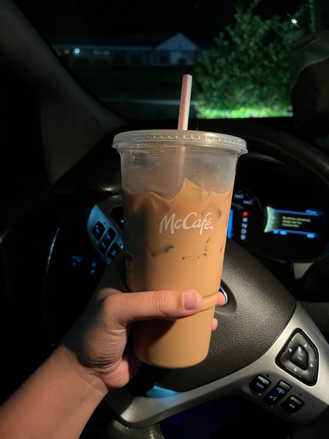 Iced Coffee | Mcdonalds Iced Coffee | Coffee Aesthetic | Iced Coffee Aesthetic | Nighttime | #parkedcar #notdriving Iced Coffee Mcdonalds, Coffee Mcdonalds, Mcdonalds Iced Coffee, Aesthetic Iced Coffee, Iced Coffee Aesthetic, Dunkin Iced Coffee, Starbucks Drinks Diy, Ice Coffee, Coffee Aesthetic