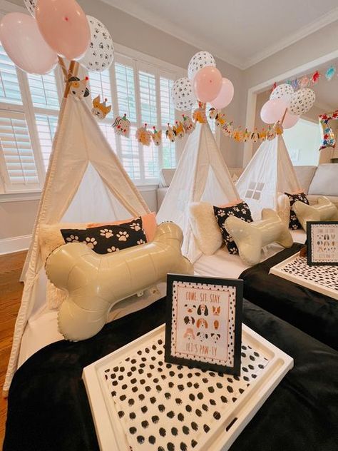 Slumber Party Tents, Birthday Party Sleepover, Slumber Party Decorations, Party Tent Rentals, Sleepover Tents, Birthday Sleepover Ideas, Paw Party, Party Tents, Dog Tent