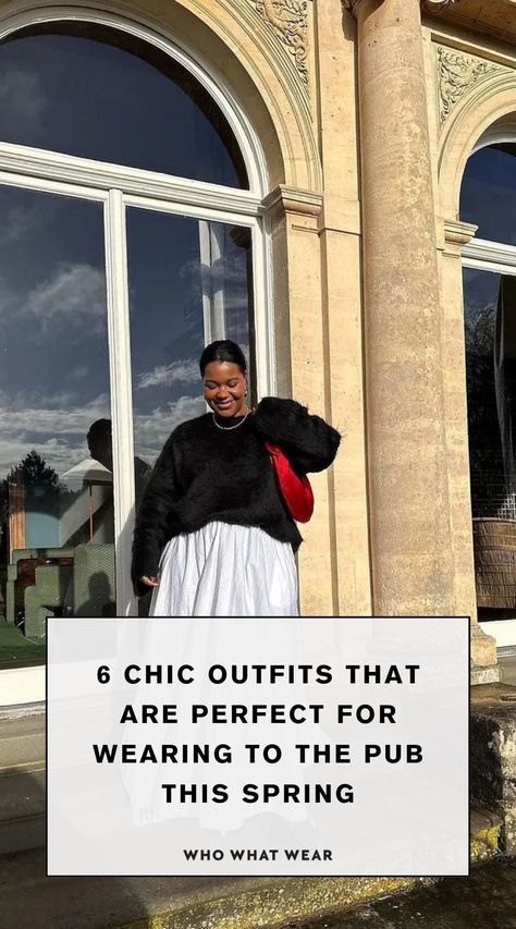 6 Chic Yet Easy Outfits That Are Perfect for Wearing to the Pub This Spring Spring Pub Outfit, Summer Pub Outfit, Pub Outfits Women, Pub Date Outfit, Pub Outfit Night, Pub Outfit Night Casual, Pub Outfits, Pub Outfit, Dinner Outfit Spring