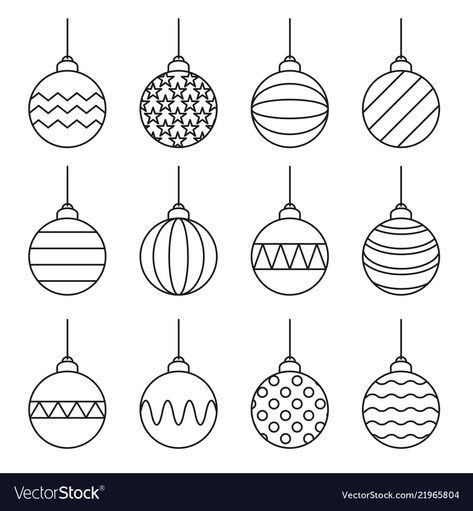 Christmas Doodles Ideas Simple, Christmas Ornament Drawing Patterns, Ornament Drawing Christmas, How To Draw Ornaments, Holiday Line Art, Christmas Balls Drawing, Simple Christmas Doodles, Christmas Doodles Ideas, Simple Christmas Designs