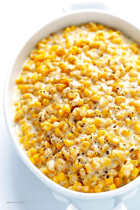 Slow Cooker Creamed Corn Recipe -- all you need are a few easy ingredients to make the most delicious corn in the crock pot! | gimmesomeoven.com #thanksgiving Thanksgiving Corn Recipes, Slow Cooker Creamed Corn, Thanksgiving Vegetables, Creamed Corn Recipes, Corn Recipe, Gimme Some Oven, Thanksgiving Dishes, Creamed Corn, Corn Recipes