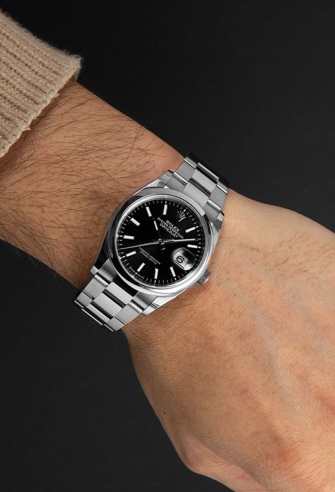 Rolex Explorer 36mm 2021, Rolex Datejust Black Dial, Rolex On Wrist, Leather Jacket Photoshoot, Billionaire Aesthetic, Rolex Datejust Men, Rolex Datejust 36mm, Buy Rolex, Rolex Date