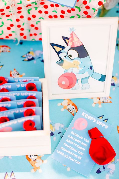 bluey games Bluey Inspired Birthday Party, 4 Real Life Bluey Party, Bluey Dance Mode Party, Bluey Party Game Ideas, Aesthetic Bluey Birthday, Bluey Pool Birthday Party, Bluey Birthday Girly Decor, Bluey First Birthday Party Ideas Boy, Bluey Party Activities