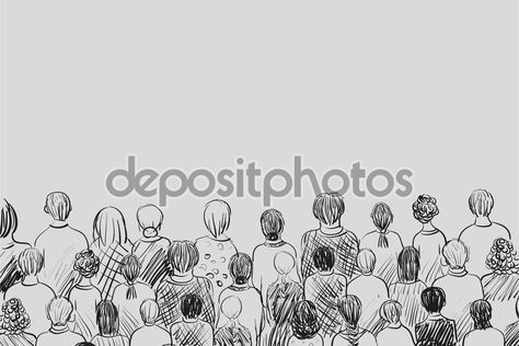 Crowd Of People Drawing, Crowd Sketch, Crowd Drawing, Sketches Of People, Random Ideas, People Illustration, Business Cards Creative, Line Illustration, Reference Images