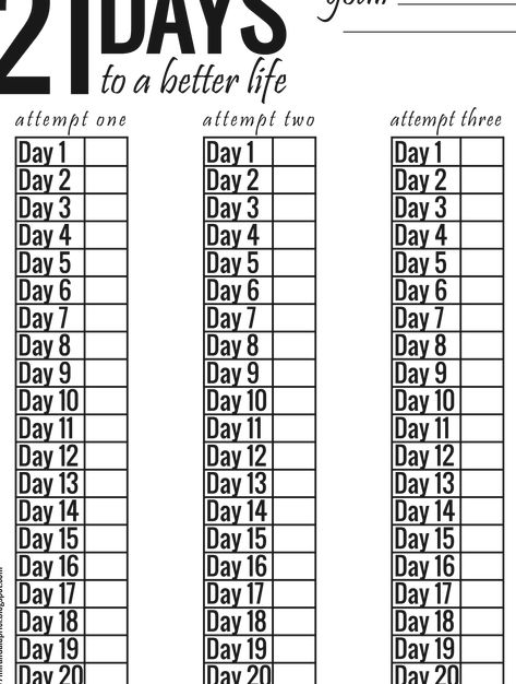 Free printable! Make your goal a habit in 21 days. 21 Day Planner, 21 Days Planner, 21 Day Habit Tracker, 21 Days To Make A Habit, 21 Day Fix Ideas, Motivation Board Diy, 21 Days Habit, Fitness Journal Printable, Fitness Tracker Printable